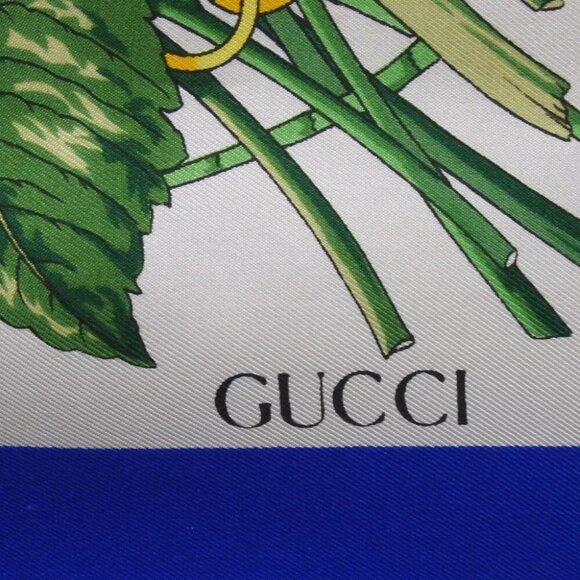 525174AV (S3) Gucci Scarf Flora Blue Silk - Picture 4 of 7